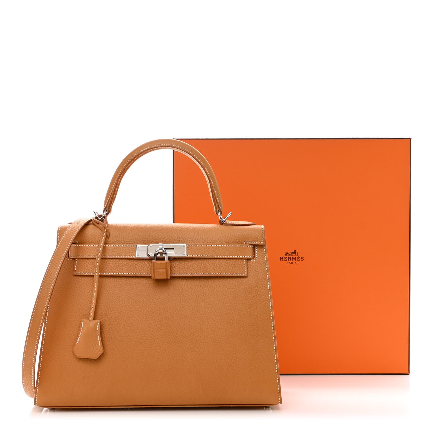 Hermes Vache Naturelle Grainee Kelly Sellier 28 Naturel Sable 12 of 12