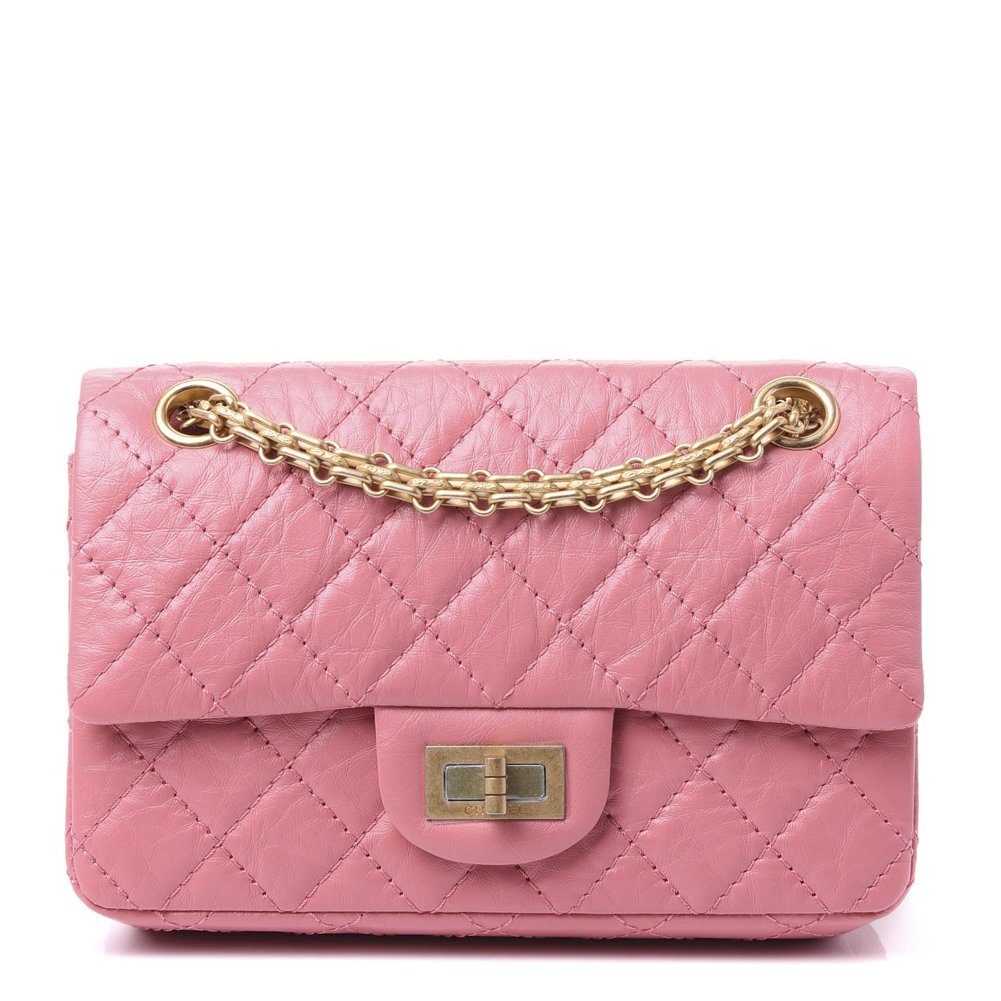 Aged Calfskin Quilted 2.55 Reissue Mini Flap Pink