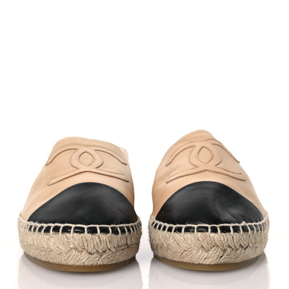 Chanel Lambskin CC Espadrilles 40 Beige Black 2 of 15