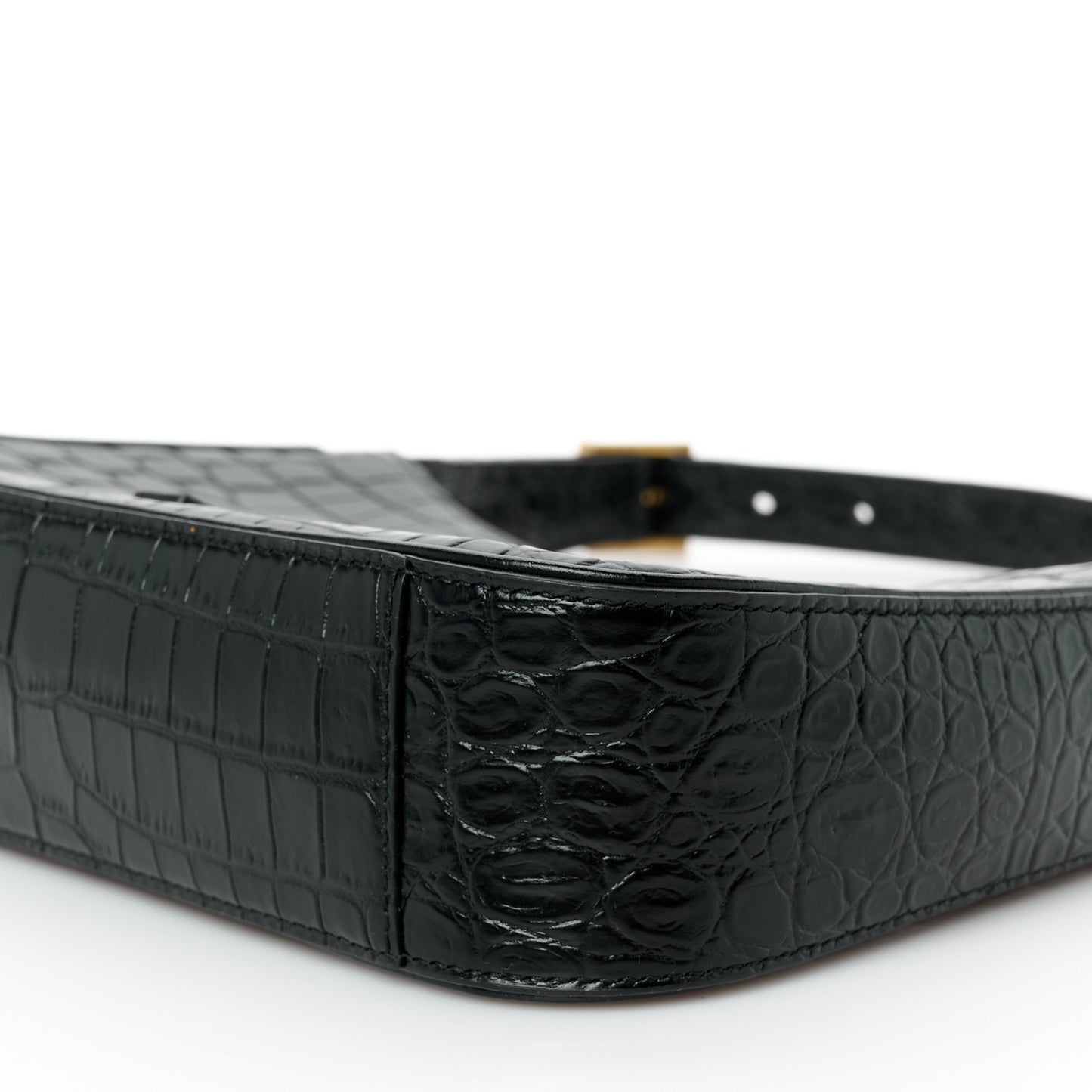 Calfskin Crocodile Embossed Le 5 A 7 Hobo Black