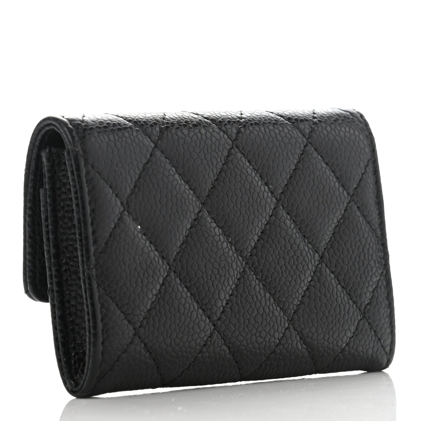 Caviar Quilted Flap Card Holder Black