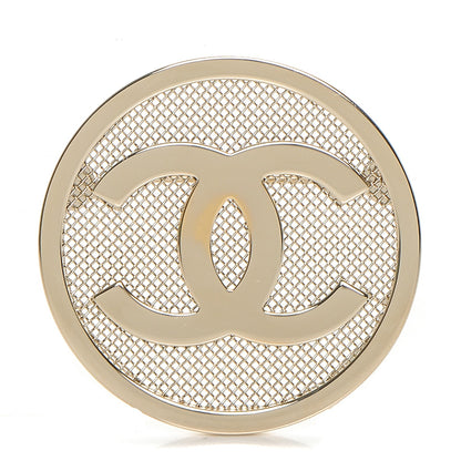 Chanel Mesh Circle CC Brooch Gold 1 of 4