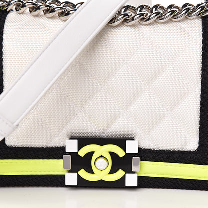 Chanel Canvas Quilted Small Fluo Boy Flap White Black Yellow 15 of 18