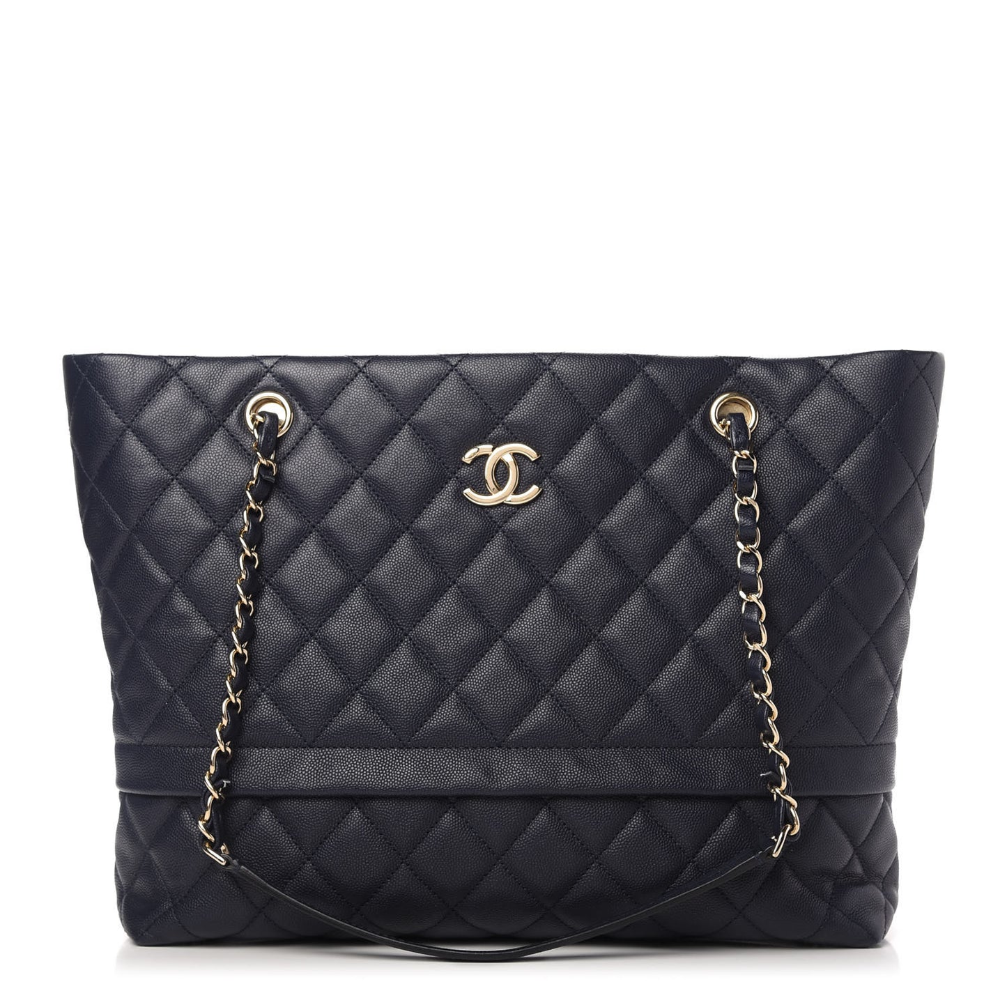 Caviar Quilted Rolled Up Tote Navy