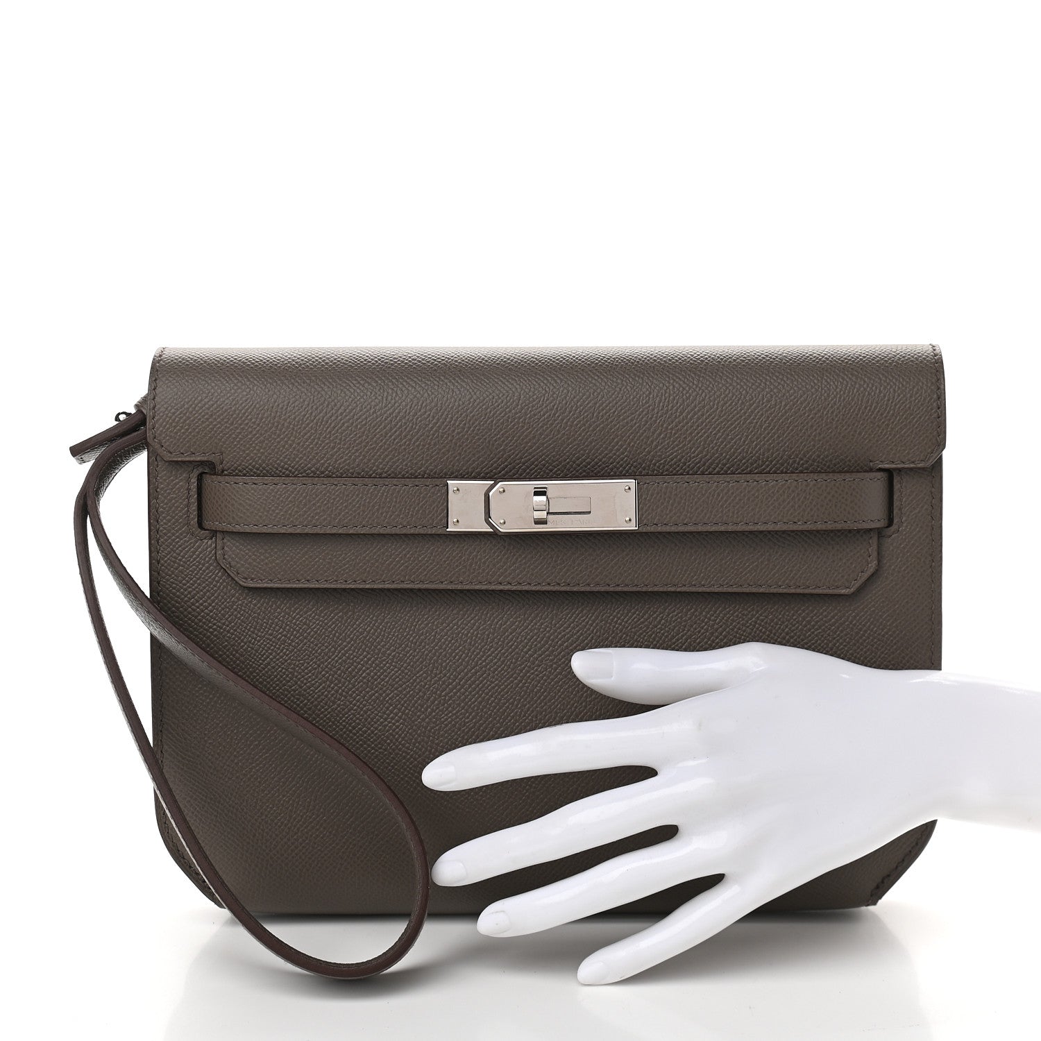 Hermes Epsom Kelly Depeches 25 Pouch Etain 2 of 9