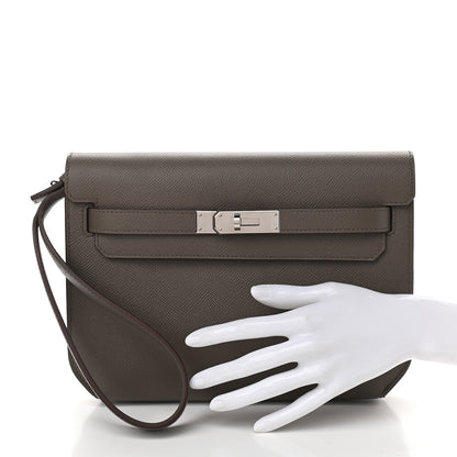 Hermes Epsom Kelly Depeches 25 Pouch Etain 2 of 9