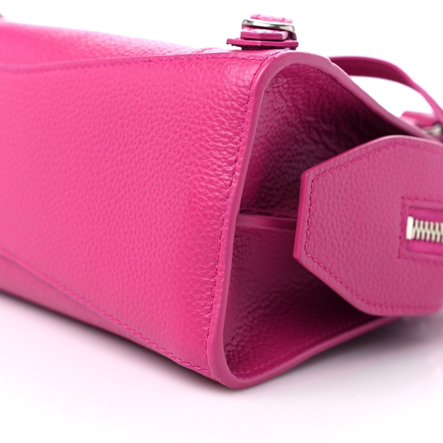 Balenciaga Grained Calfskin Neo Classic Silver Hardware Mini City Fuchsia 9 of 9