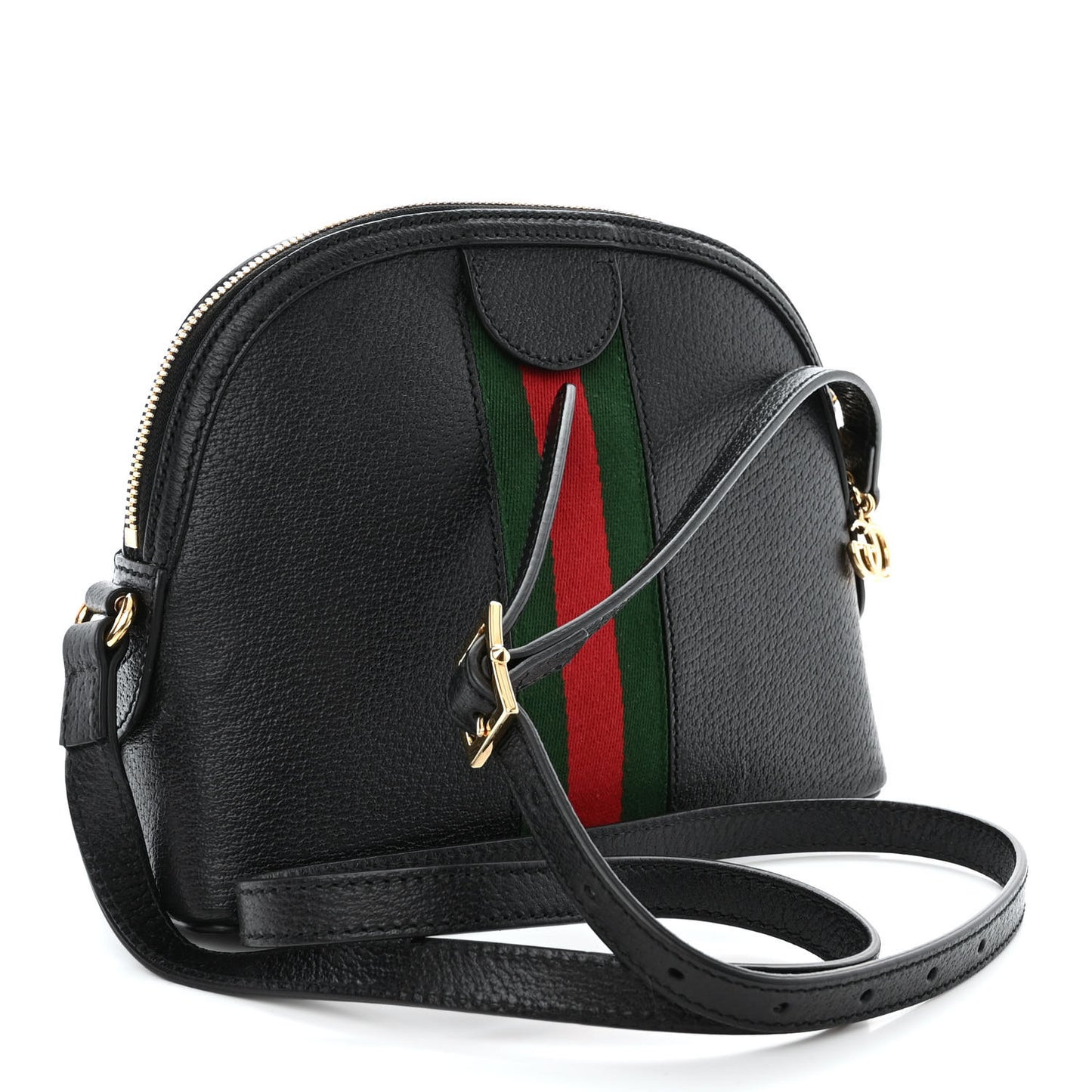 Calfskin GG Web Small Ophidia Dome Shoulder Bag Black