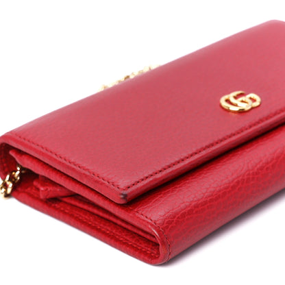 Gucci Dollar Calfskin Petite GG Marmont Wallet Chain Bag Hibiscus Red 10 of 11