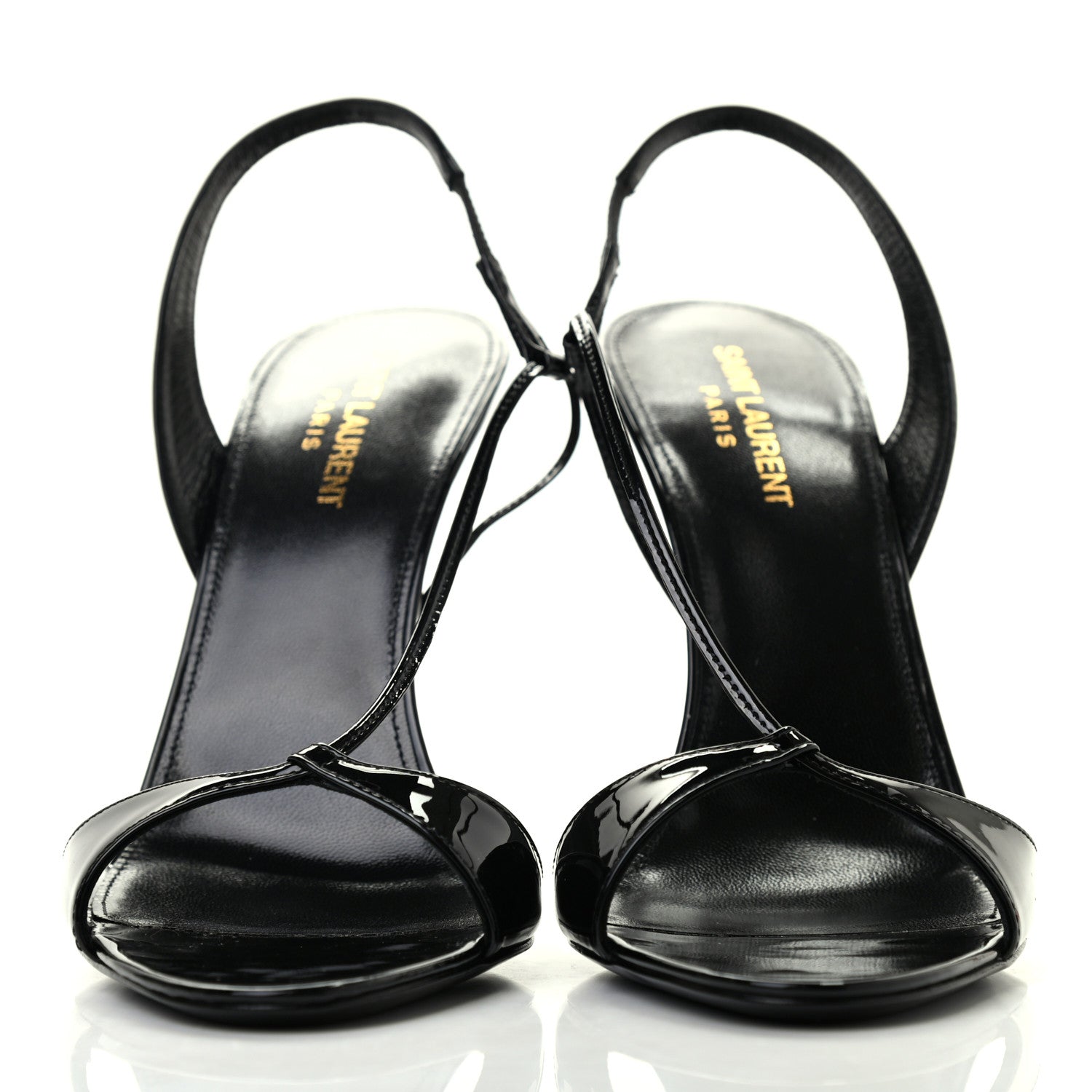 Saint Laurent Patent Calfskin Anouk 110 Sandals 39.5 Black 2 of 7