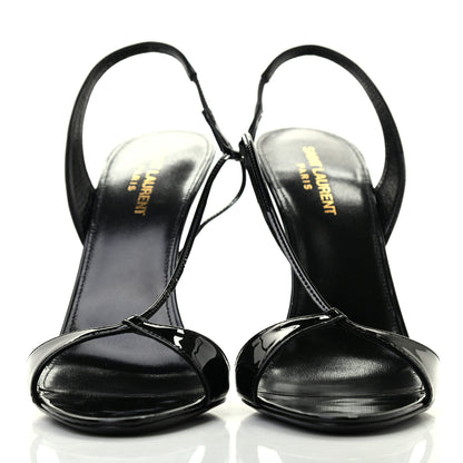 Saint Laurent Patent Calfskin Anouk 110 Sandals 39.5 Black 2 of 7