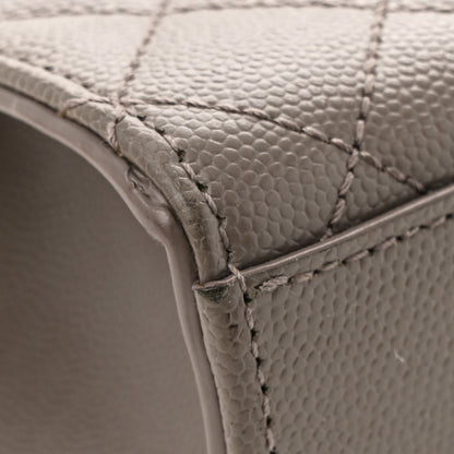 Saint Laurent Grain De Poudre Textured Mixed Matelasse Medium Triquilt Monogram Satchel Fog 13 of 15