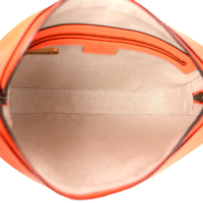 Gucci GG Supreme Monogram Textured Dollar Calfskin Web Ophidia Wristlet Shoulder Bag Beige Ebony Orange 5 of 10