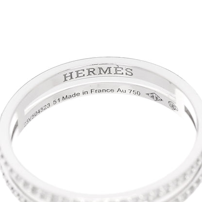 Hermes 18K White Gold Diamond Ariane Wedding Band Ring 51 5.75 4 of 5