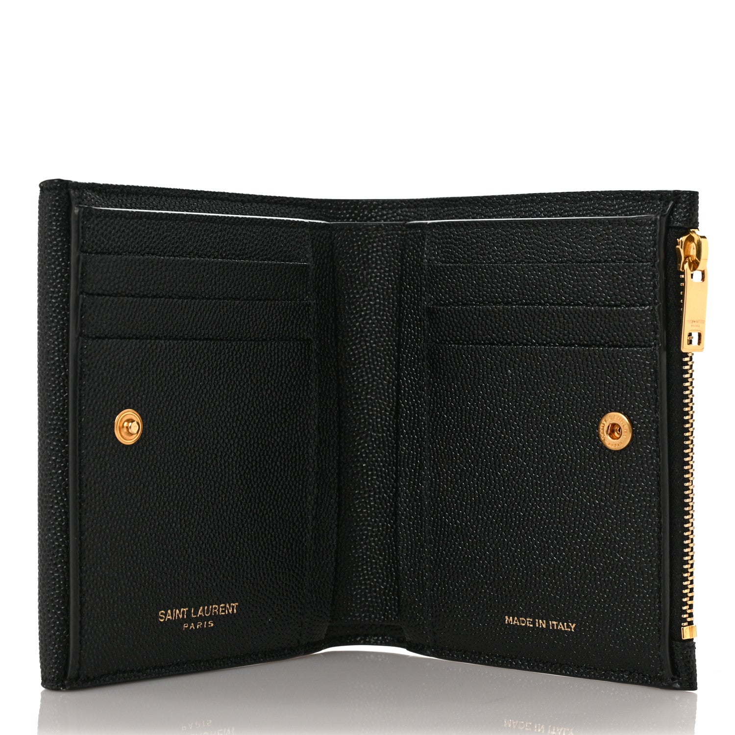 Saint Laurent Grain De Poudre Monogram Bi-Fold Wallet Black 5 of 10