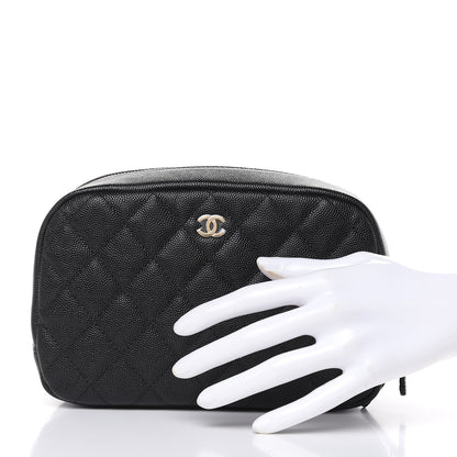 Chanel Caviar Quilted Curvy Pouch Cosmetic Case Black 2 of 10
