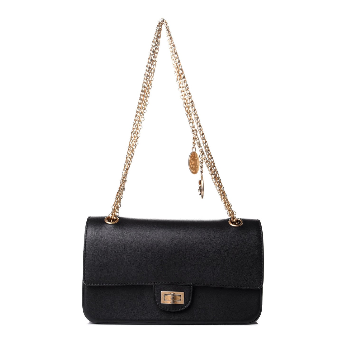 Calfskin Nude 2.55 Medals Reissue 225 Flap Black