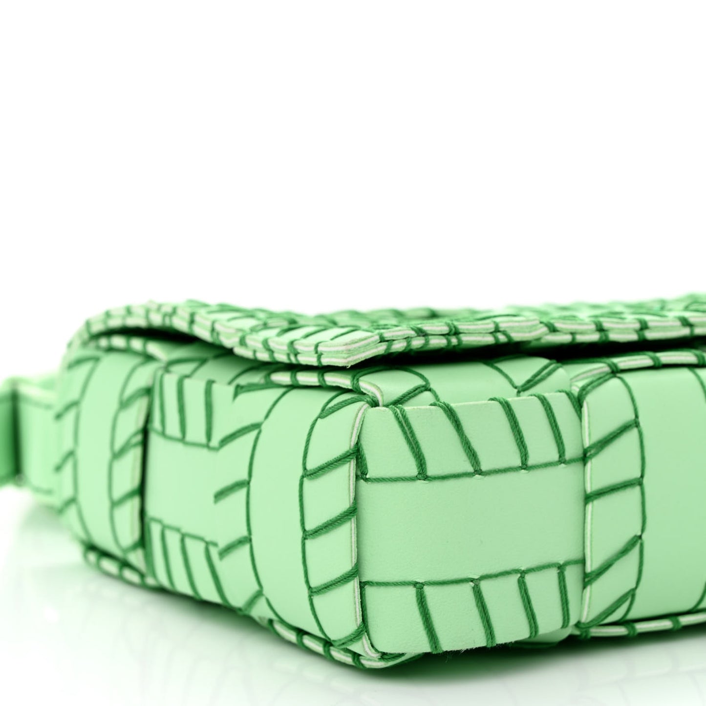 Nappa Maxi Intrecciato Overlock Stitched Cassette Crossbody Bag Parakeet