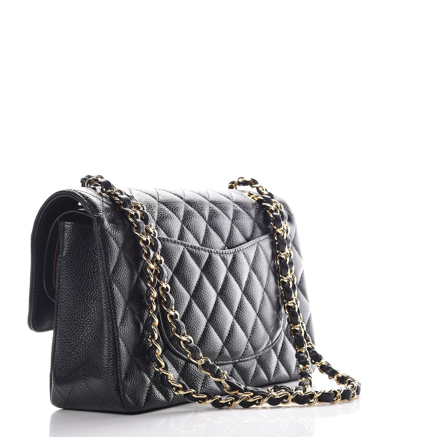 Caviar Quilted Medium Double Flap Black