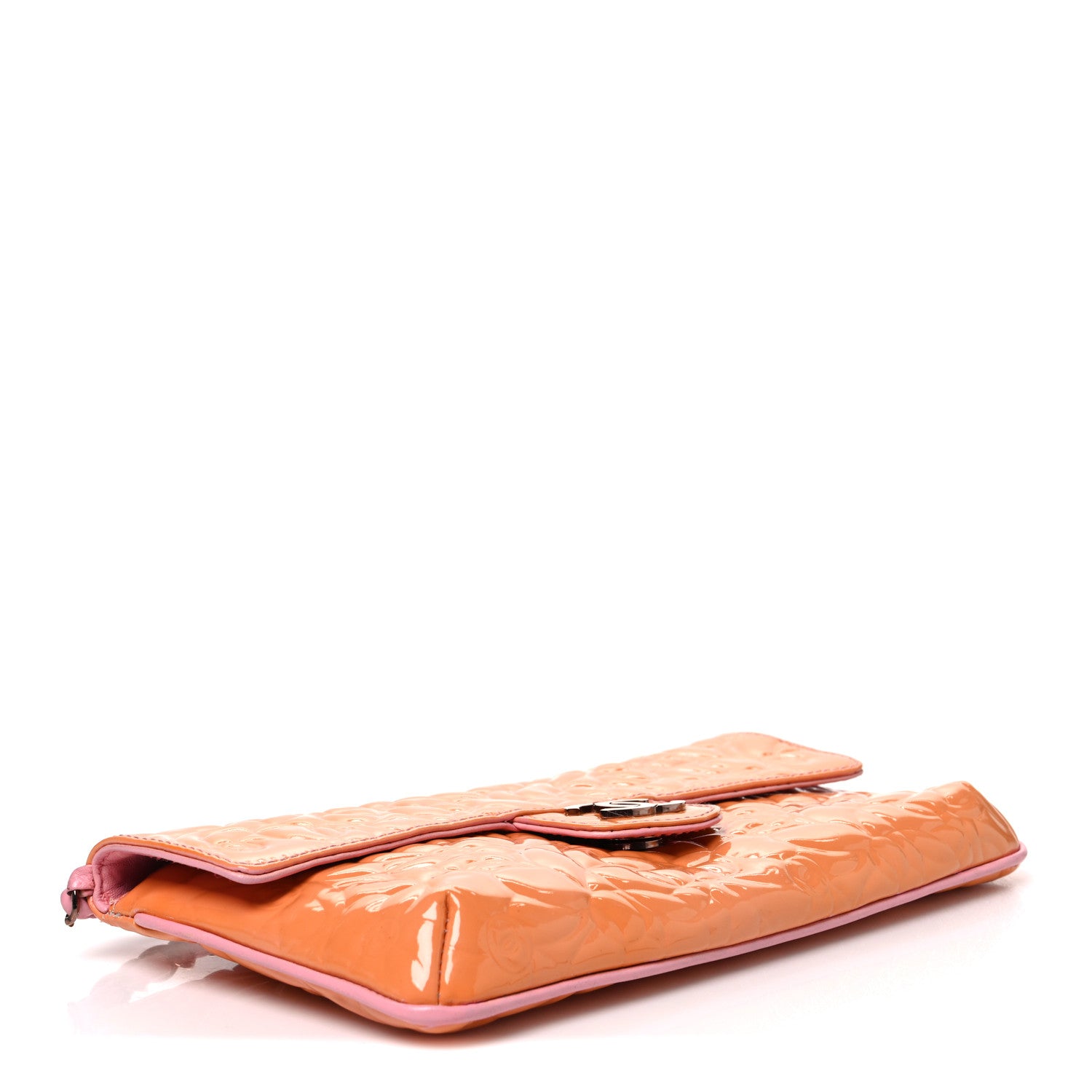 Chanel Patent Calfskin Camellia Embossed Flap Pink 4 of 11
