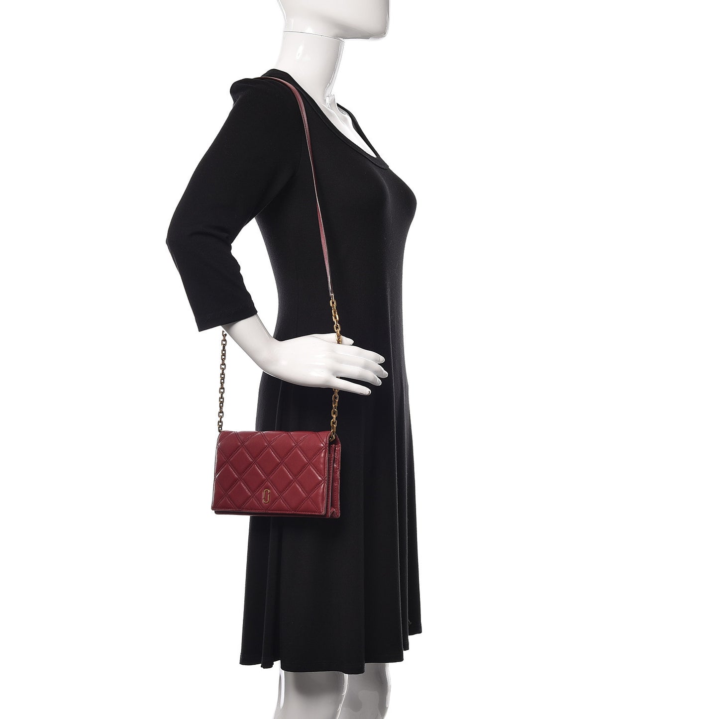 Lambskin Matelasse Double J Wallet On Chain Red