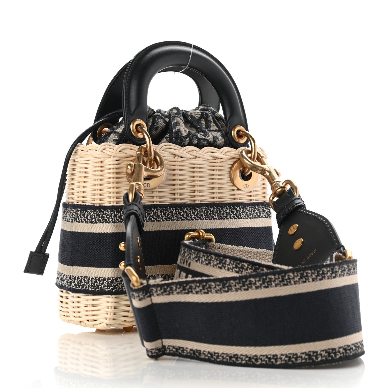 Christian Dior Wicker Oblique Mini Lady Dior Bag Blue 3 of 11