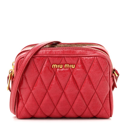 Miu Miu Vitello Shine Quilted Camera Bag Cherry 1 of 16