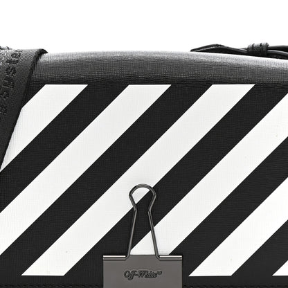 Off-White Saffiano Striped Mini Diag Binder Clip Bag Black White 8 of 11