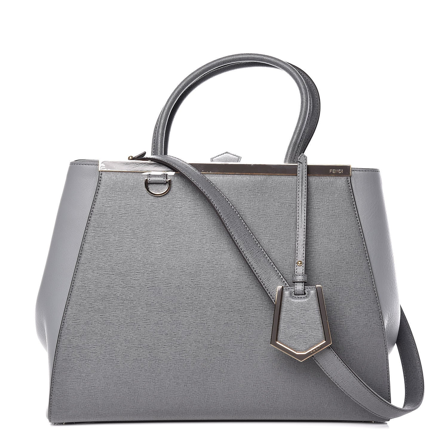 Fendi Vitello Elite Flamingo Regular 2Jours Tote Grigio Grigio Chiaro 1 of 11