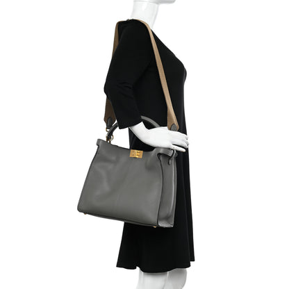 Fendi Cuoio Romano Selleria Bi-Color Medium Peekaboo X-Lite Moon Ghiaia 2 of 11