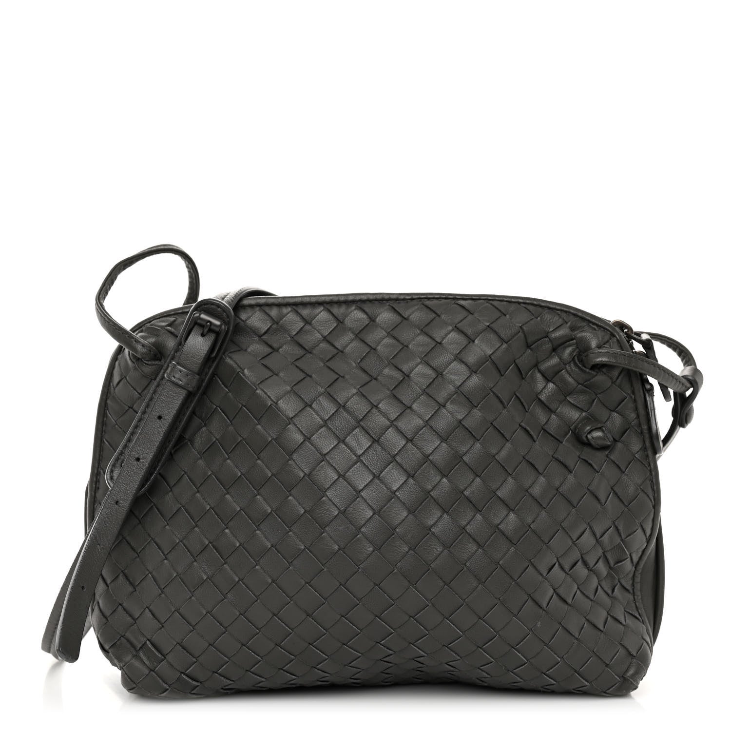 Bottega Veneta BOTTEGA VENETA Nappa Intrecciato Pillow Crossbody Messenger Light Grey 1 of 9