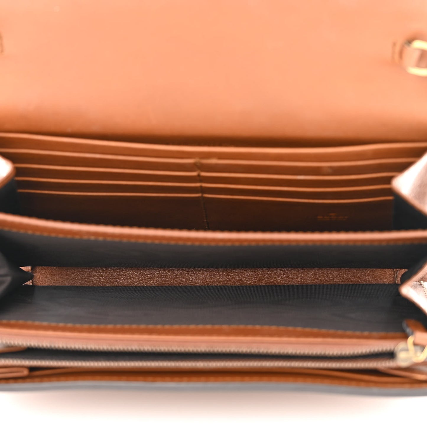 Calfskin Animalier Chain Wallet Brown