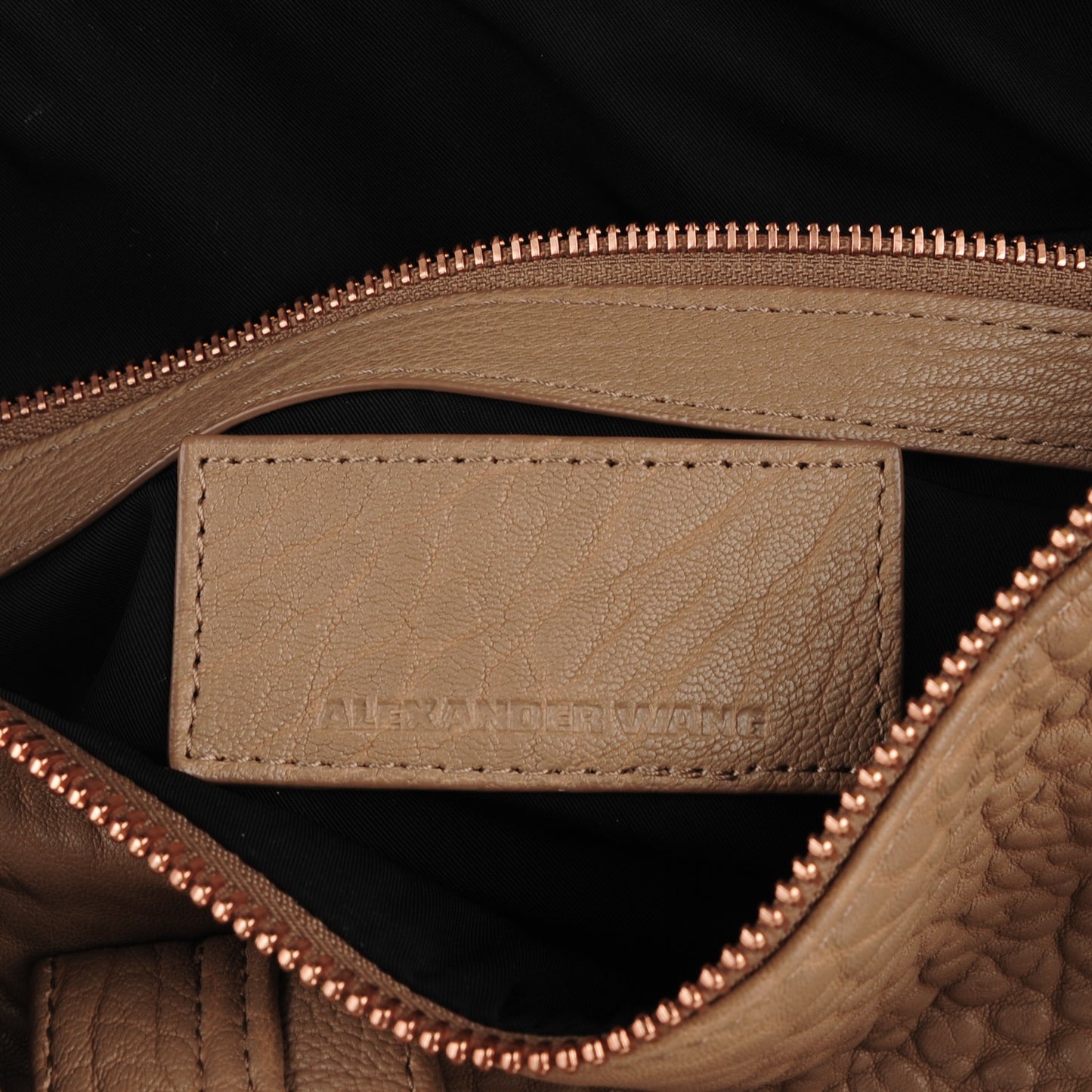 Pebbled Lambskin Rocco Latte Rose Gold Hardware