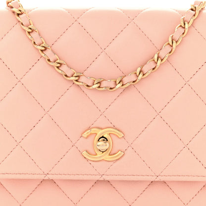 Chanel Lambskin Quilted Pearl Crush Wallet on Chain WOC Light Orange 9 of 14