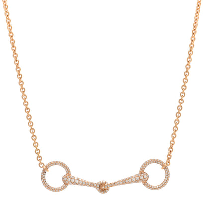 Hermes 18K Rose Gold Diamond TPM Filet d'Or Necklace ST 1 of 4