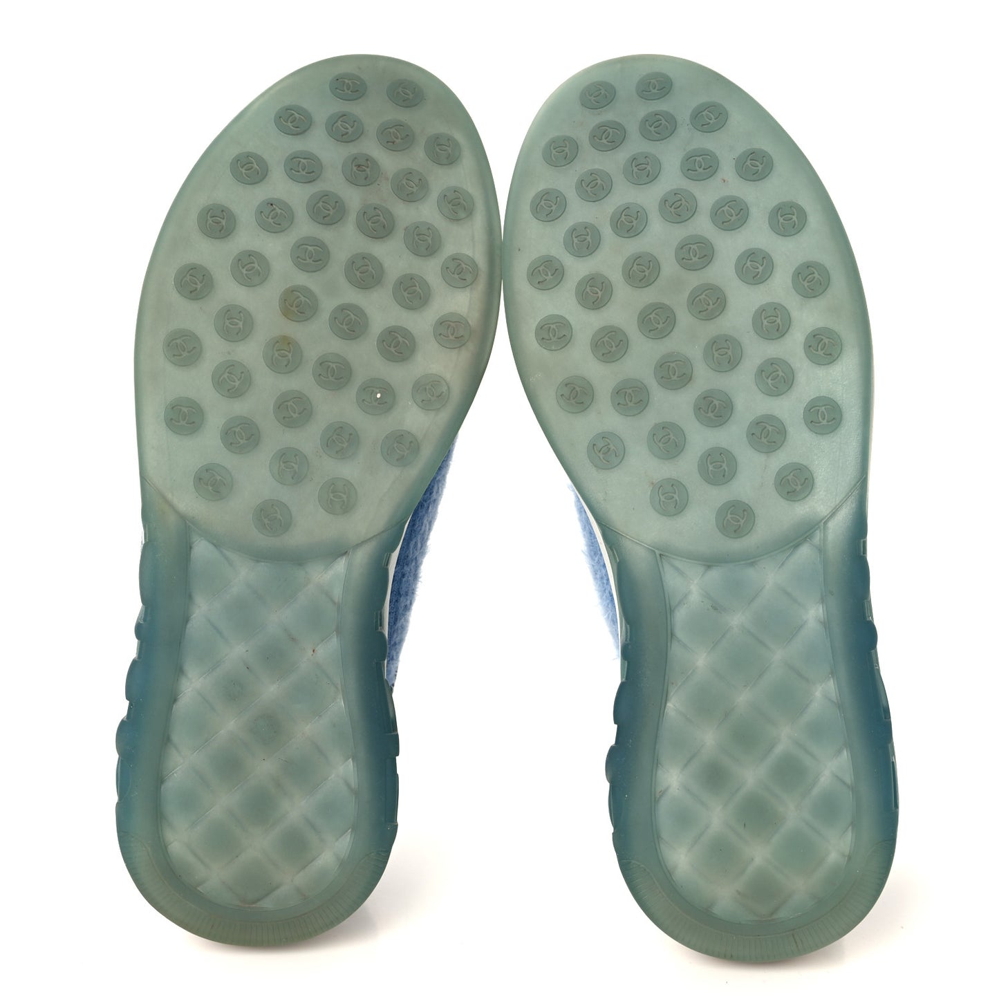 Suede Calfskin Stretch Fabric CC Sneakers 40.5 Light Blue