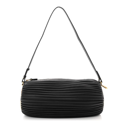 Loewe Lambskin Pleated Bracelet Pouch Shoulder Bag Black 1 of 8