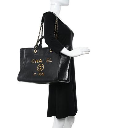 Chanel Aged Calfskin Medium Charms Deauville Tote Black 2 of 10