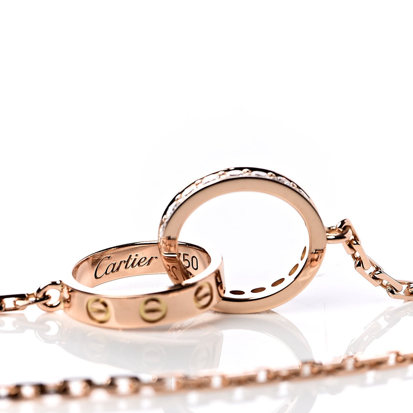 18K Pink Gold Diamond Interlocking LOVE Necklace
