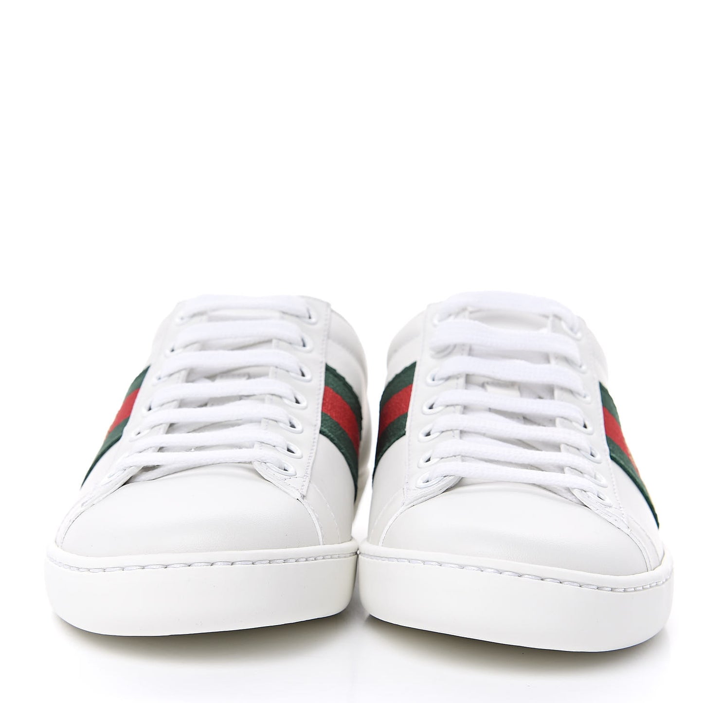 Calfskin Ayers Bee Embroidered Womens Ace Sneakers 35 White Green
