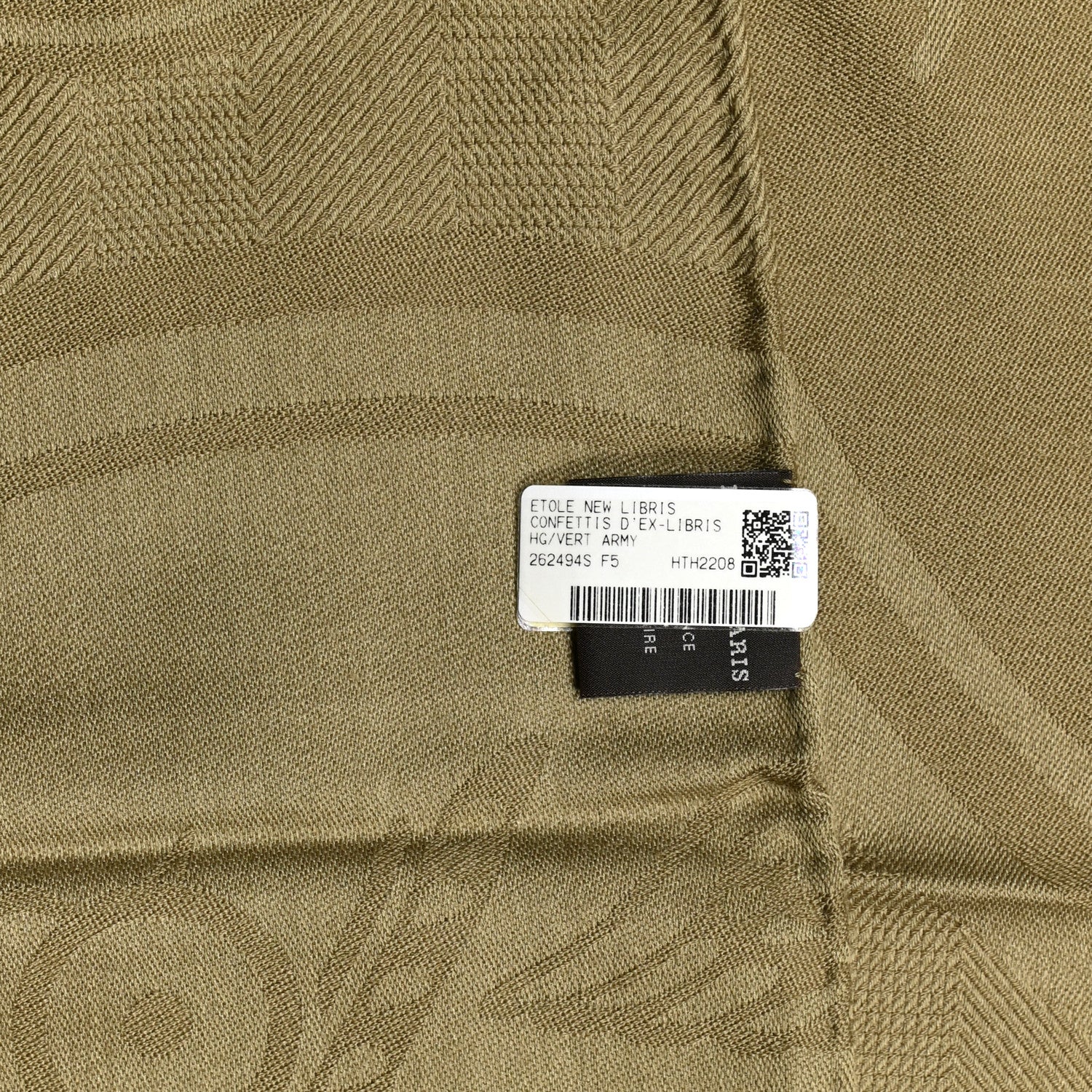 Hermes Cashmere Silk New Libris Confettis D'Ex Libris Stole Vert Army 4 of 4