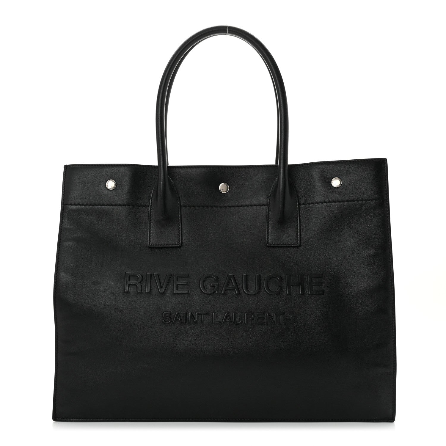 Saint Laurent Smooth Calfskin Rive Gauche Small Tote Black 1 of 10