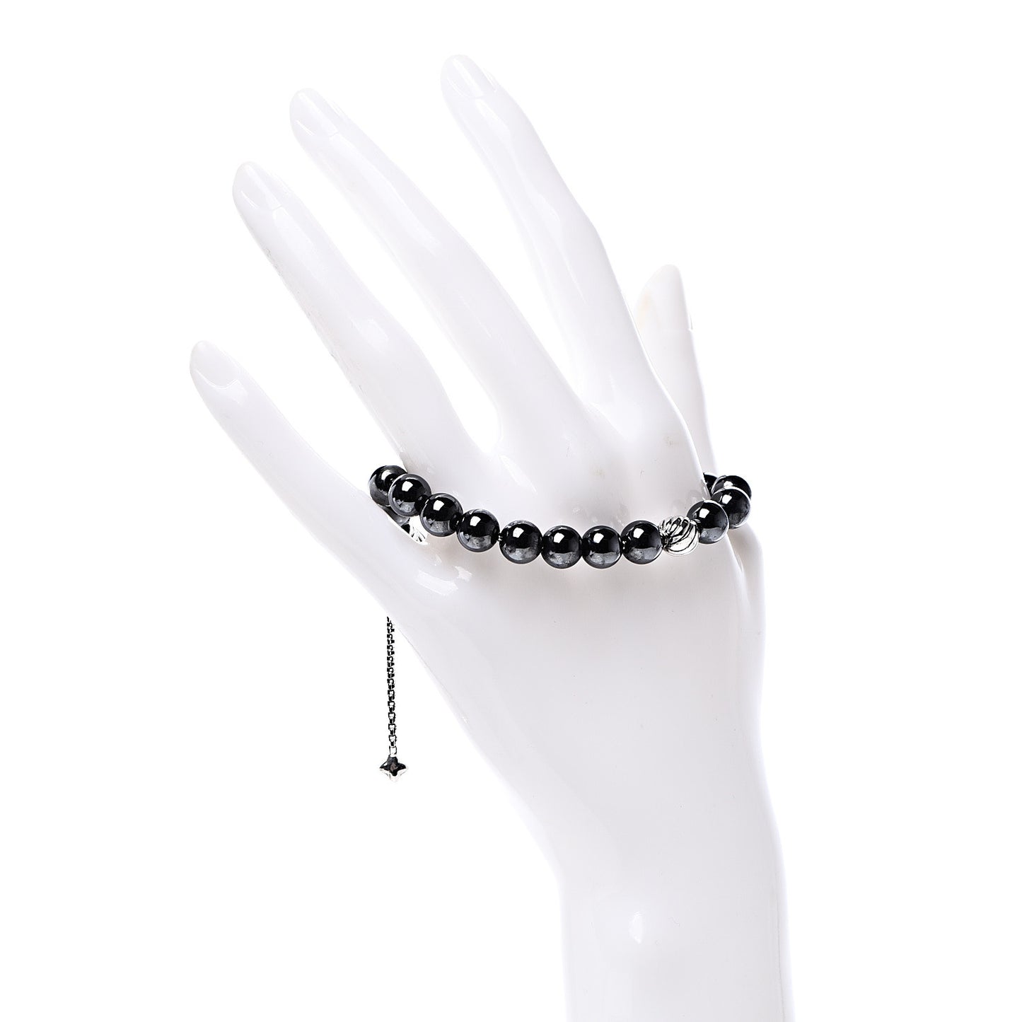 Sterling Silver Hematite 8mm Spiritual Beads Station Bracelet
