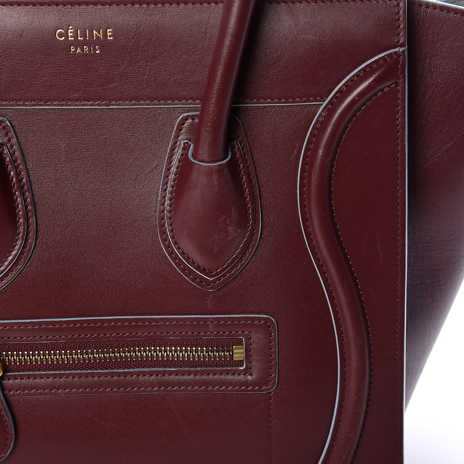 Celine Palmelato Micro Luggage Burgundy Azur Blue 16 of 23