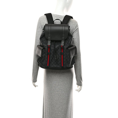 Gucci Soft GG Supreme Monogram Calfskin Web Double Buckle Backpack Black 2 of 10