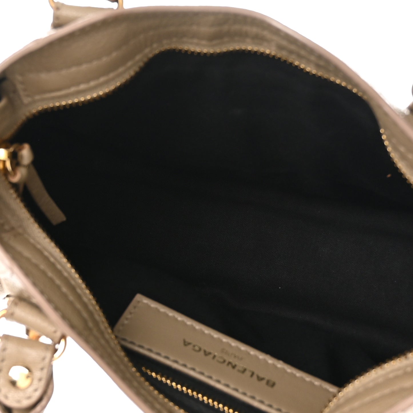 Chevre Gold Metallic Edge Hardware Mini City Beige Latte