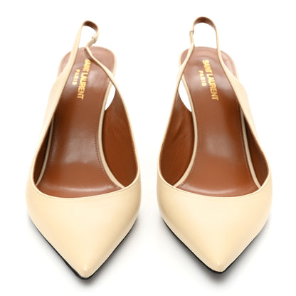 Saint Laurent Calfskin Opyum 85 Slingback Pumps 40 Real Beige 2 of 12