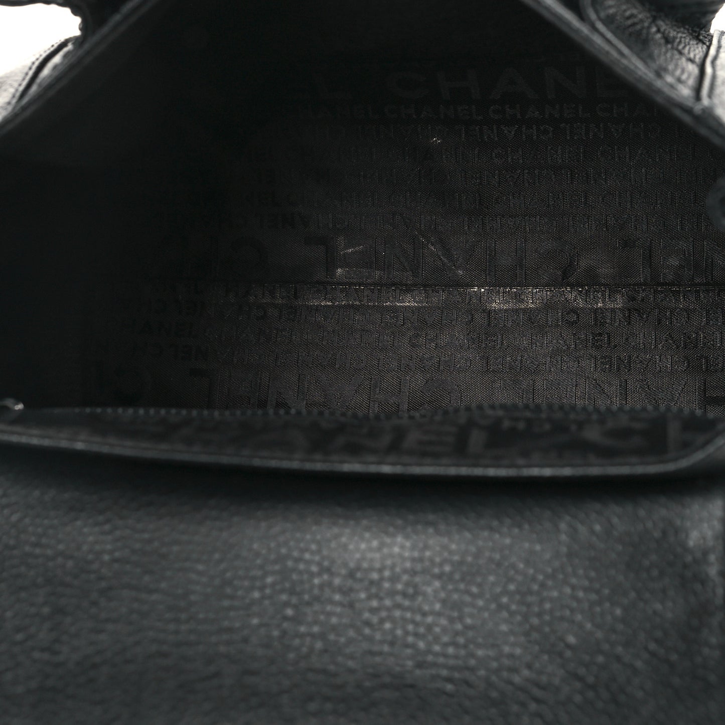 Caviar Quilted Accordion Flap Black