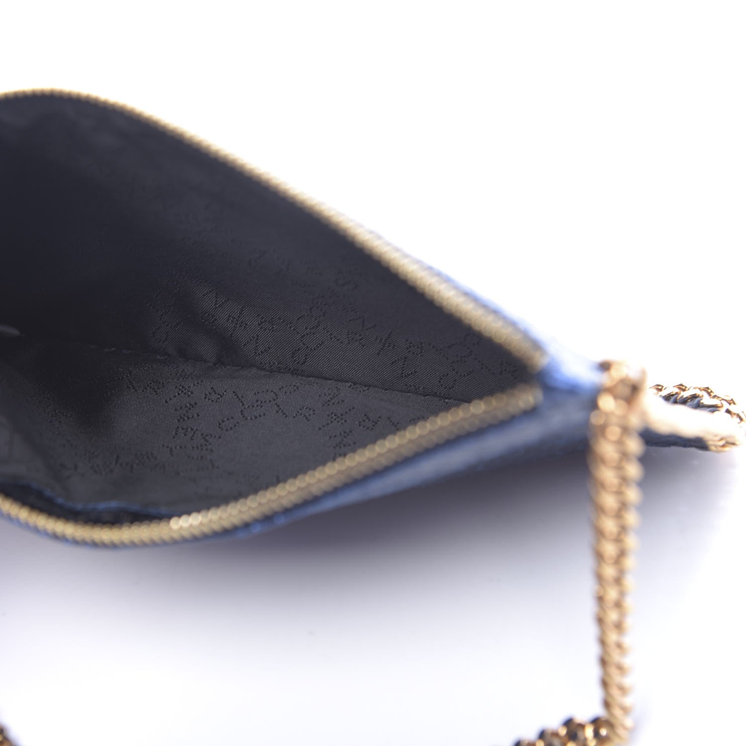 Stella McCartney Metallic Faux Snakeskin Falabella Clutch Blue 5 of 11