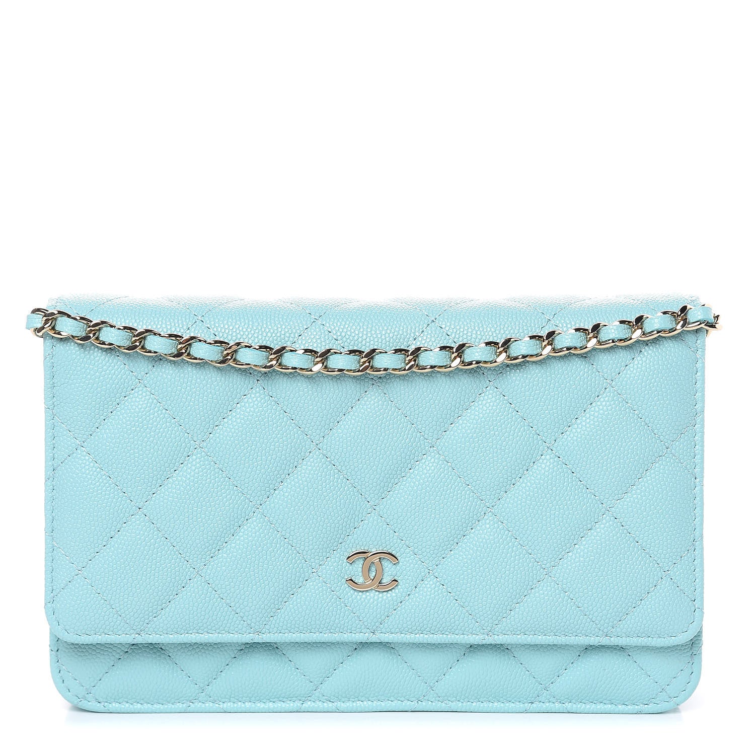 Chanel Caviar Quilted Wallet On Chain WOC Light Blue 1 of 11